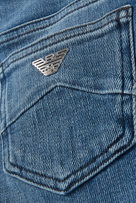 بنطال جينز J17 بحزام خصر مطاطي بشعار الماركة